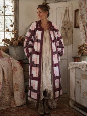 Long Quilted Patchwork Coat